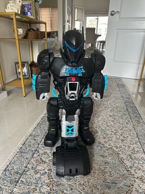 Black & Blue Interactive Robot Action Figure for Kids
